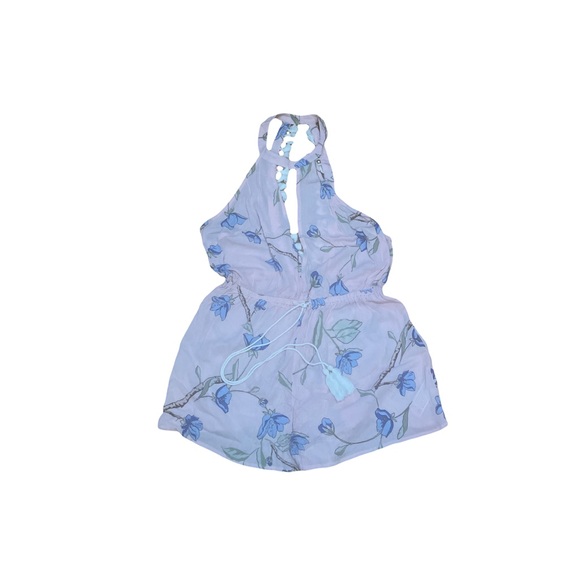 NWT Forever 21 Romper Pink & Blue drawstring waist, tassels, beautiful - Picture 7 of 7